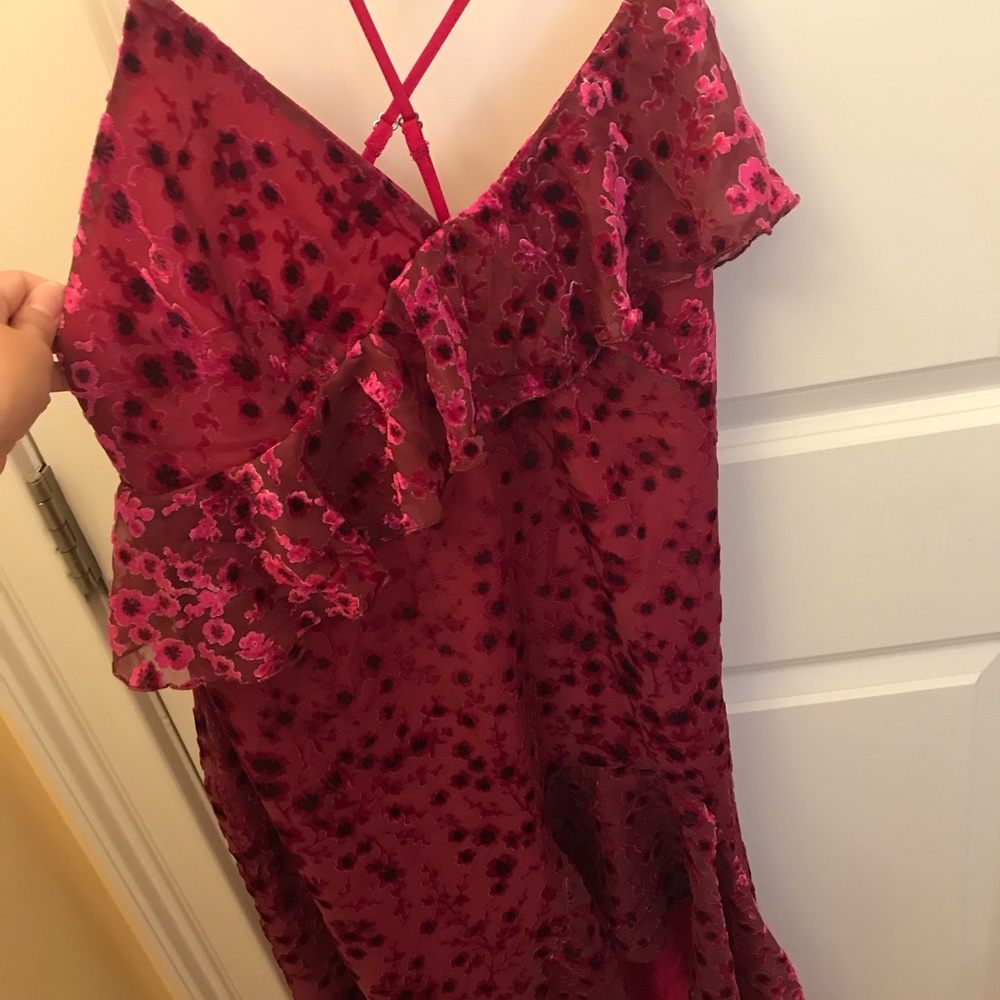 Pink floral pattern party dress